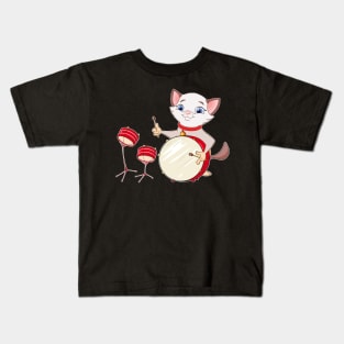 Cool Cat Playing Jazz on Drums Kids T-Shirt